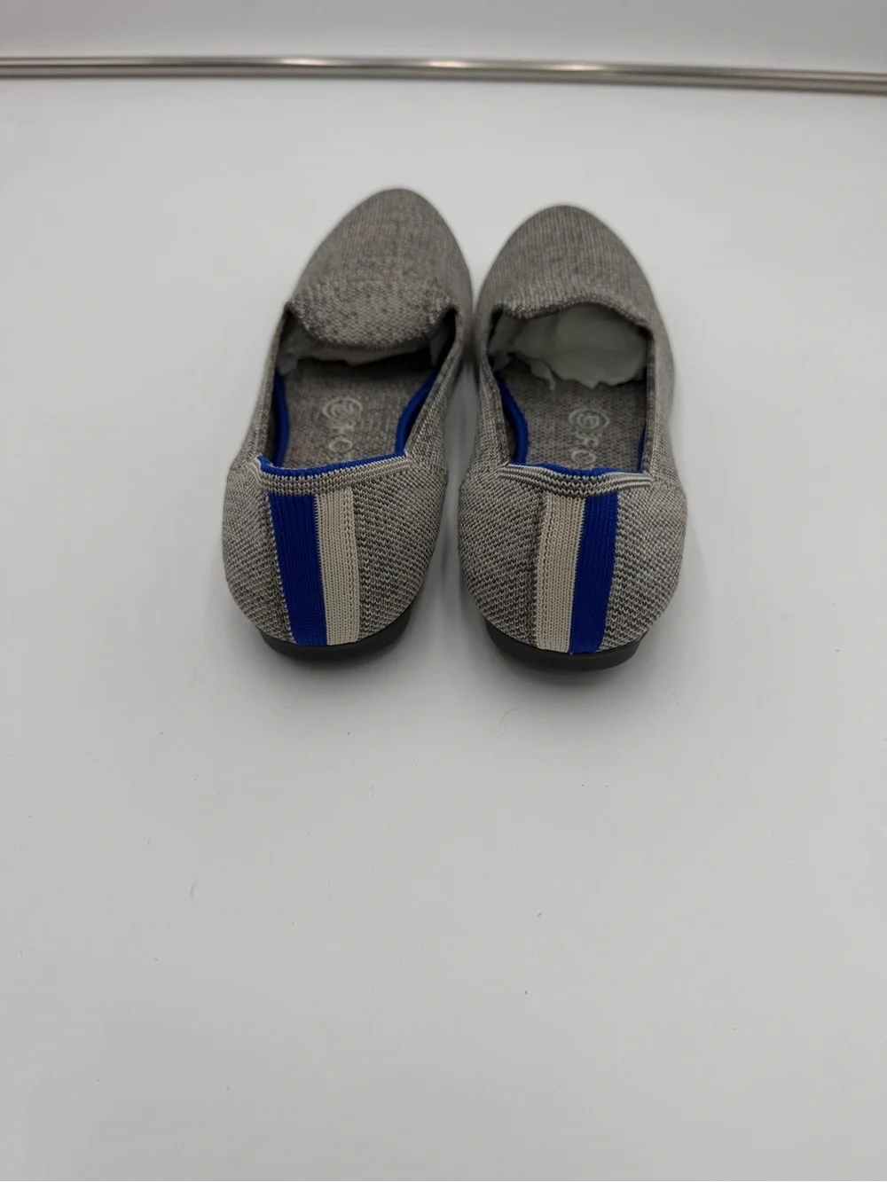 Rothy’s Women’s Size 8 Gray Knit Loafers Flats Blue Stripe Washable Shoes